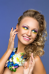 Image showing beautiful girl with flower accessories