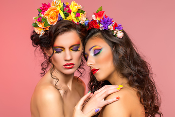 Image showing beautiful girls with flower accessories