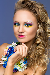 Image showing beautiful girl with flower accessories