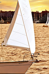 Image showing Sailboat at sunset