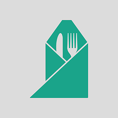 Image showing Fork and knife wrapped napkin icon