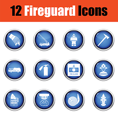 Image showing Set of fire service icons. 