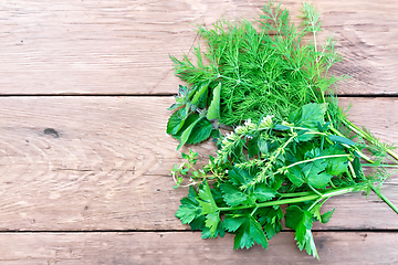Image showing Herbs bunch of spicy on board
