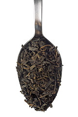 Image showing Spoonful of chinese tea leaves