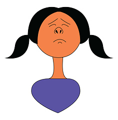 Image showing Girl in violet jumper with dark pony tails vector illustration o