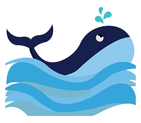 Image showing Clipart of a blue-colored whale swimming in the ocean vector or 