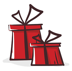 Image showing Clipart of two red-colored rectangular gift boxes vector or colo