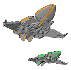 Image showing Fantasy spacecrafts vector illustration non white background