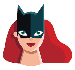 Image showing An woman in cat facemask vector or color illustration