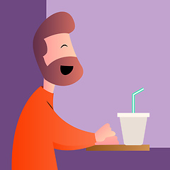 Image showing Cartoon man sitting in cafe vector illustartion