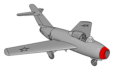 Image showing Grey jet plane with three stars and red nose vectore illustratio