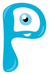 Image showing Alphabet P with happy face vector or color illustration