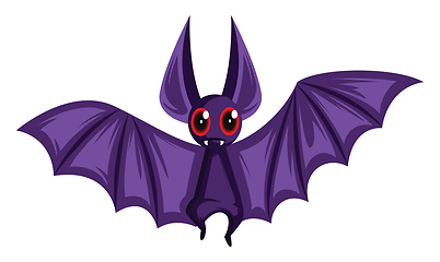 Image showing Scared purple bat with red eyes and big wings vector illustratio