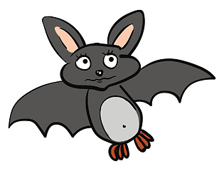 Image showing A sad cartoon grey-colored bat vector or color illustration