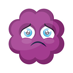 Image showing Sad purple cloud emoji face vector illustration on a white backg