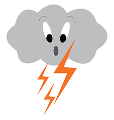 Image showing Dark cloud with thunder struck symbolizing the thunderstorm vect