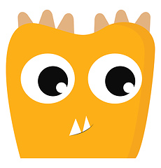 Image showing Clipart of the face of a yellow-colored monster with horns vecto