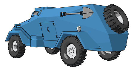 Image showing 3D vector illustration on white background of a blue armoured mi