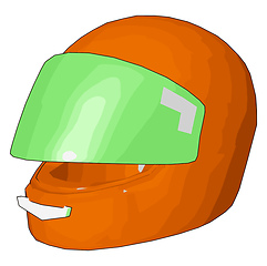 Image showing Orange and green motorcycle helmet vector illustration on white 