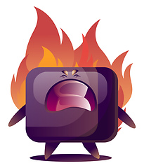 Image showing Angry cartoon purple TV monster vector illustration on white bac