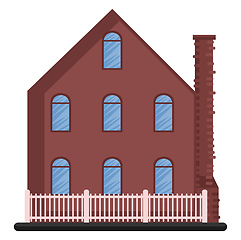 Image showing Cartoon red building with blue windows vector illustartion on wh