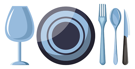 Image showing Cutlery stand and cup vector color illustration.