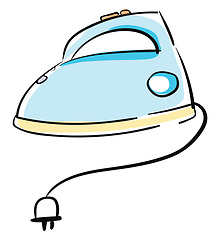 Image showing Clipart of a blue-colored iron box equipped with an electric plu