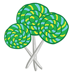 Image showing Big green lollipop candies vector or color illustration
