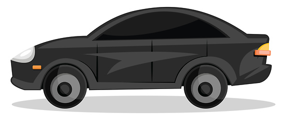 Image showing Side view of black cartoon car vector illustration on white back