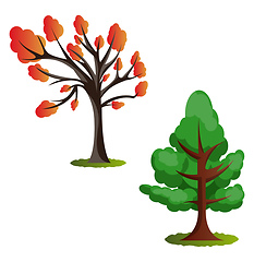Image showing Two autumn tree vector illustration on white background