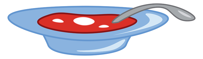 Image showing Borscht in a plate, vector color illustration.