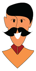 Image showing Portrait of a smiling young man  with black mustache vector illu