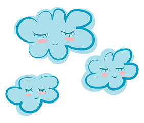 Image showing Three clouds peacefully sleeping vector or color illustration