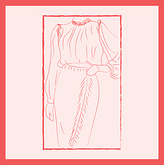 Image showing Framed picture of a girl wearing a gown vector or color illustra