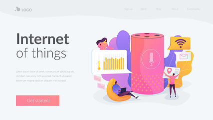 Image showing Smart speaker office controller landing page template.