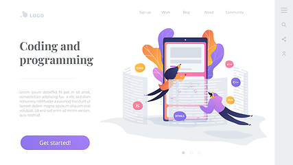 Image showing Front end development it landing page template.