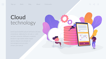 Image showing Cloud storage landing page template.