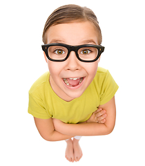 Image showing Portrait of a happy little girl wearing glasses