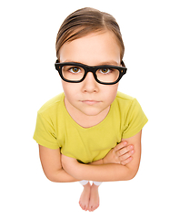 Image showing Portrait of a little girl wearing glasses