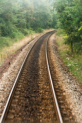 Image showing Railroad track, train point of view