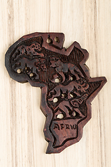 Image showing wooden map of continent africa