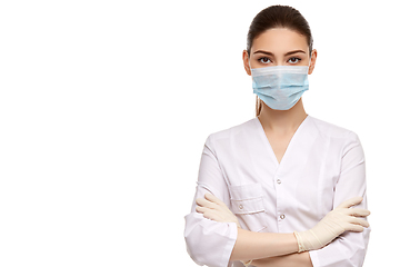 Image showing woman doctor in mask isolated on white