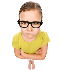 Image showing Portrait of a little girl wearing glasses