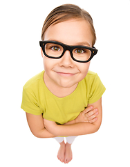 Image showing Portrait of a little girl wearing glasses