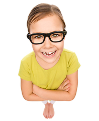 Image showing Portrait of a little girl wearing glasses