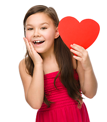 Image showing Portrait of a little girl in red