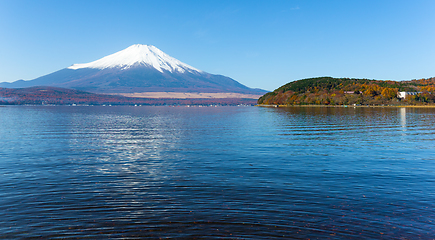 Image showing Mount Fuji and lake
