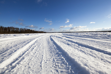 Image showing Snow on the road, winter