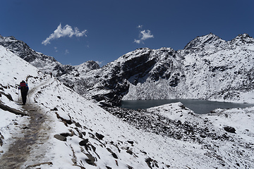 Image showing Snow mountains peak in Nepal Himalaya 