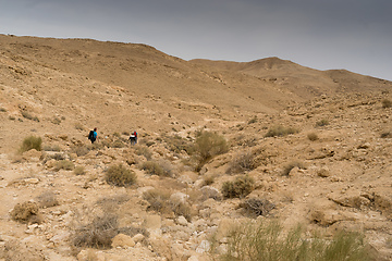 Image showing Hiking in israeli stone desert